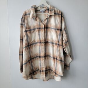 old navy women's flannel the boyfriend shirt size 3x button up long sleeve